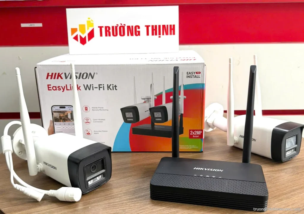 Bộ kit Hikvision EasyLink 2 camera 2MP – ảnh thực tế tại Trường Thịnh Telecom