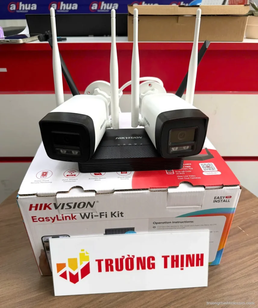Bộ kit Hikvision EasyLink 2 camera 2MP – ảnh thực tế tại Trường Thịnh Telecom