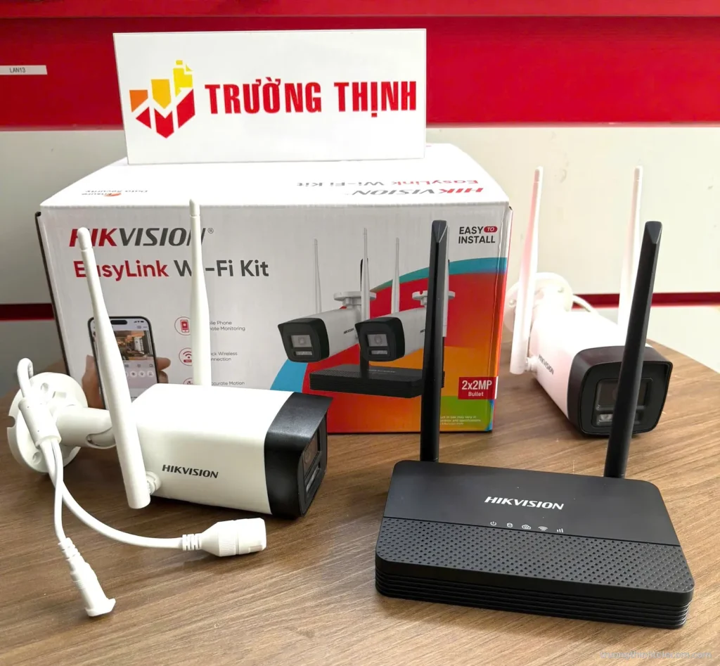 Bộ kit Hikvision EasyLink 2 camera 2MP – ảnh thực tế tại Trường Thịnh Telecom