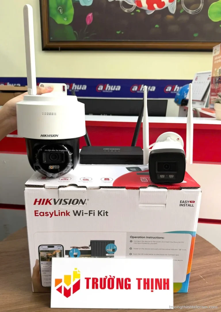 Bộ kit Hikvision EasyLink thân và PT – ảnh thực tế tại Trường Thịnh Telecom