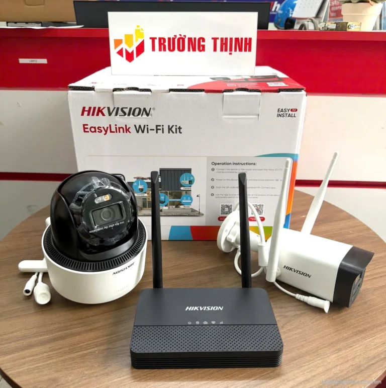 Bộ kit Hikvision EasyLink thân và PT – ảnh thực tế tại Trường Thịnh Telecom
