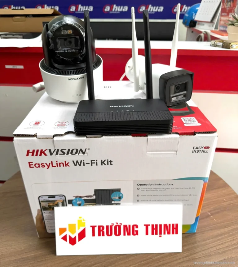 Bộ kit Hikvision EasyLink thân và PT – ảnh thực tế tại Trường Thịnh Telecom