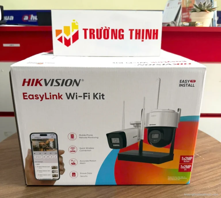 Bộ kit Hikvision EasyLink thân và PT – ảnh thực tế tại Trường Thịnh Telecom