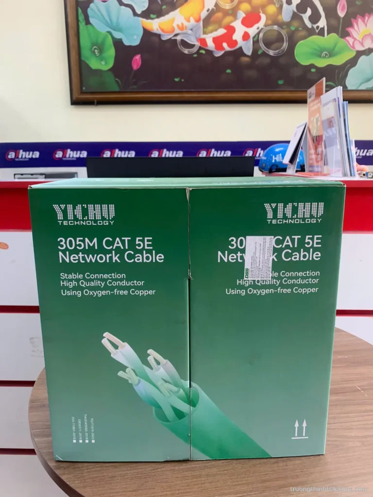 Yichu cáp mạng Cat5E 305m lõi đồng – ảnh thực tế tại Trường Thịnh Telecom