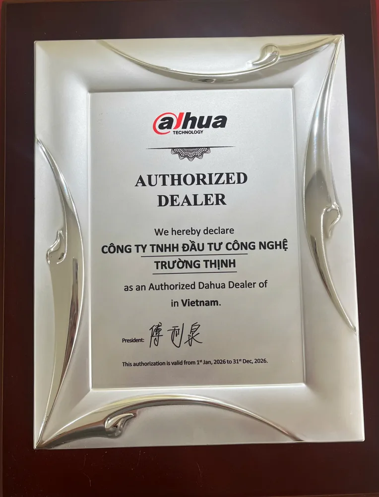 Chứng nhận Dahua Authorized Dealer 2026 của Trường Thịnh