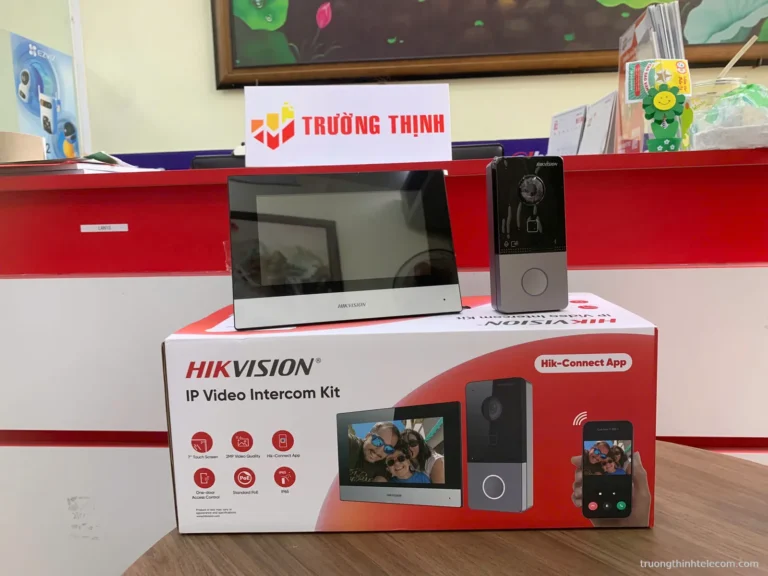 Chuông cửa có hình Hikvision – ảnh thực tế tại Trường Thịnh Telecom