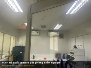 Khảo sát phòng kiểm nghiệm, đánh dấu vị trí camera ở góc trần