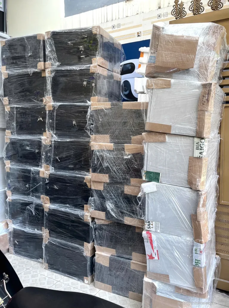 Tủ rack mạng treo tường đen và trắng – ảnh thực tế tại Trường Thịnh Telecom