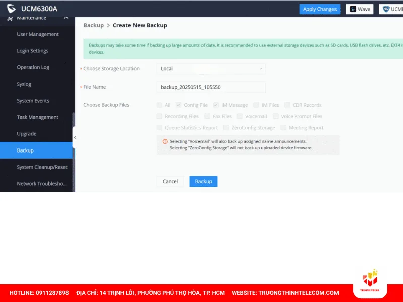 Sao lưu và phục hồi dữ liệu hệ thống (Backup)