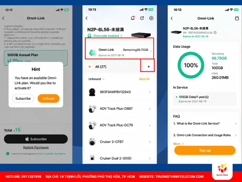Thông tin gói dịch vụ Omni Link đang sử dụng