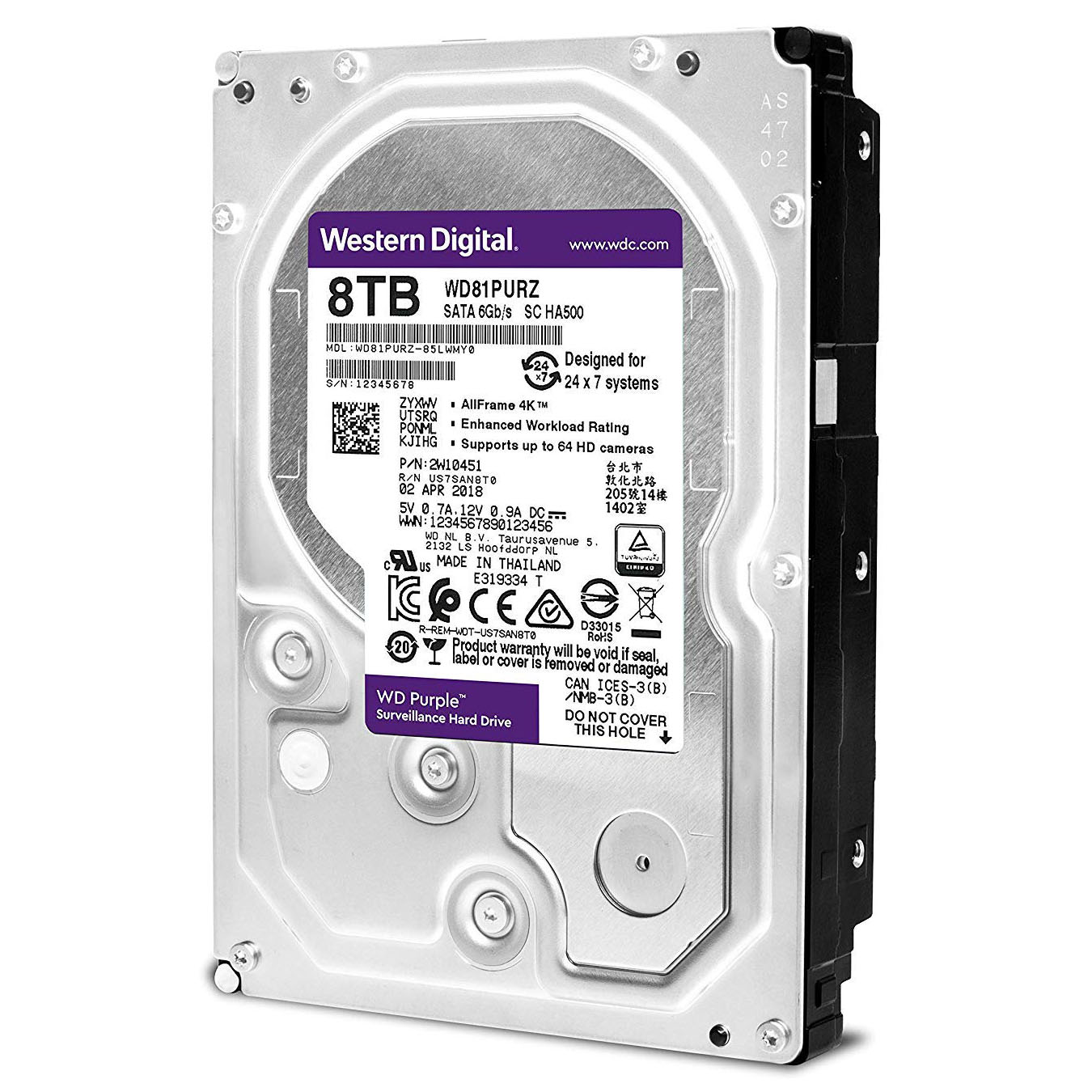 Ổ cứng WD HDD Purple Pro 8TB 3.5" SATA 3 256MB WD8002PURP