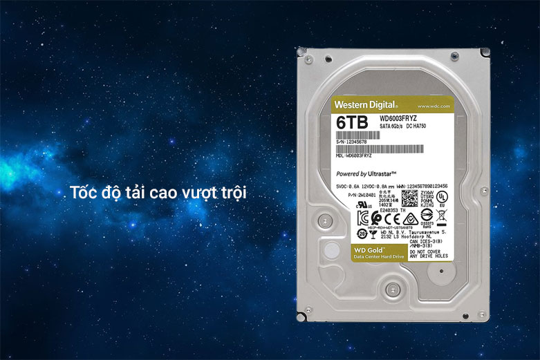 Ổ cứng WD HDD GOLD 6TB 3.5" Sata3 256MB WD6003FRYZ