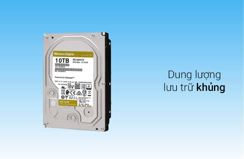 Ổ cứng WD HDD GOLD 10TB 3.5" Sata3 256MB WD102KRYZ