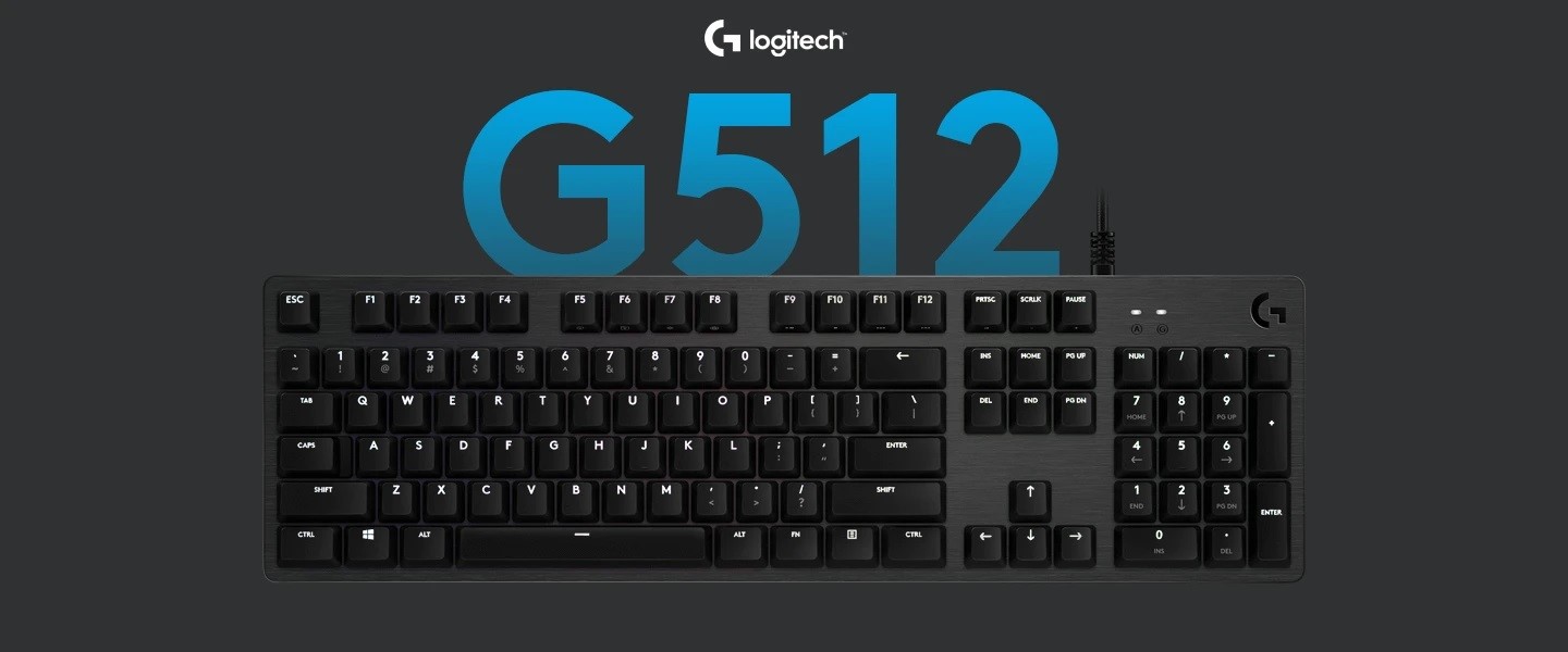 Bàn phím Game Logitech G512 lightsync rgb mechanical GX blue/clicky Đen
