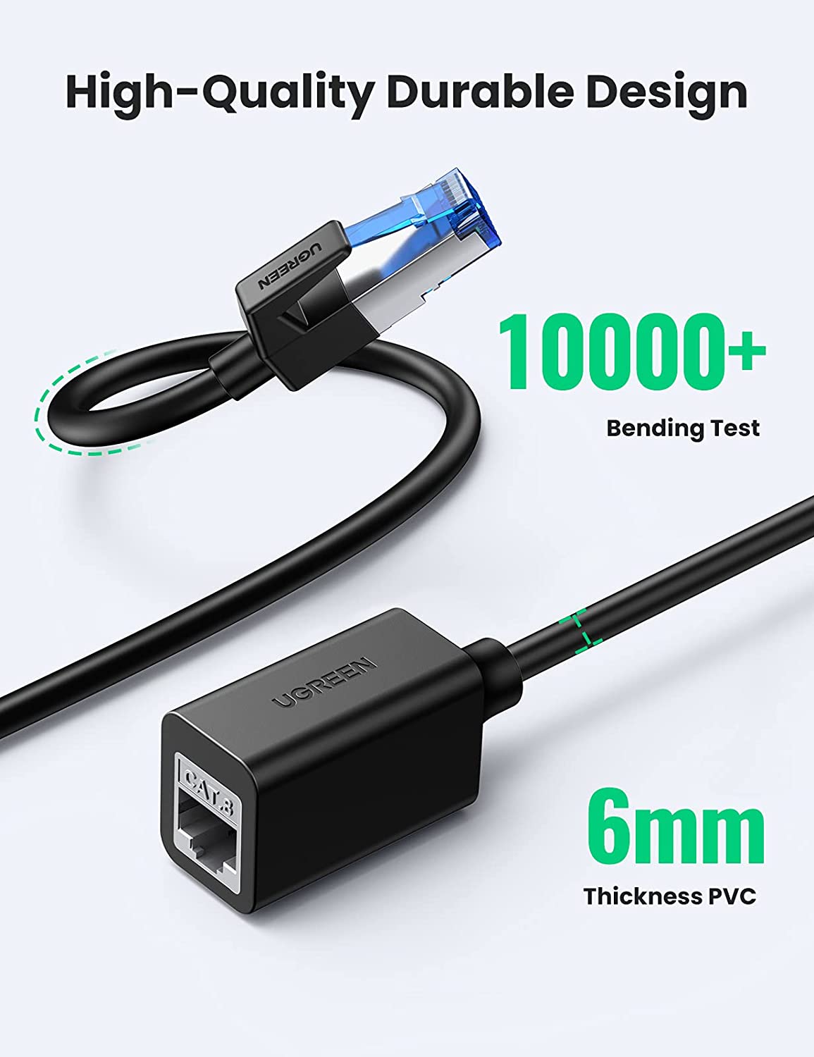 Cáp nối dài mạng LAN CAT 8 dài 0.5m Ugreen 40497 Cáp nối dài mạng LAN CAT 8 dài 0.5m Ugreen 40497