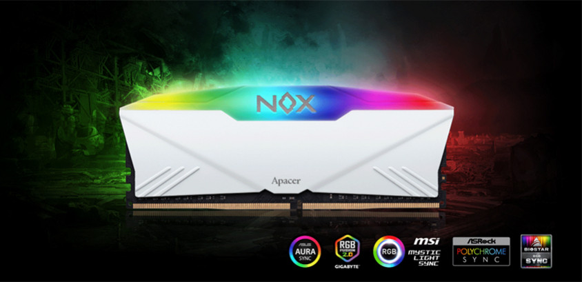 Ram Apacer NOX RGB White 8GB DDR4 3200MHz AH4U08G32C28YNWAA-1