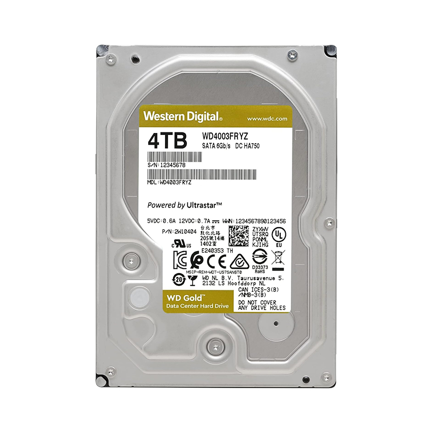 Ổ cứng WD HDD GOLD 4TB 3.5" Sata3 256MB WD4004FRYZ
