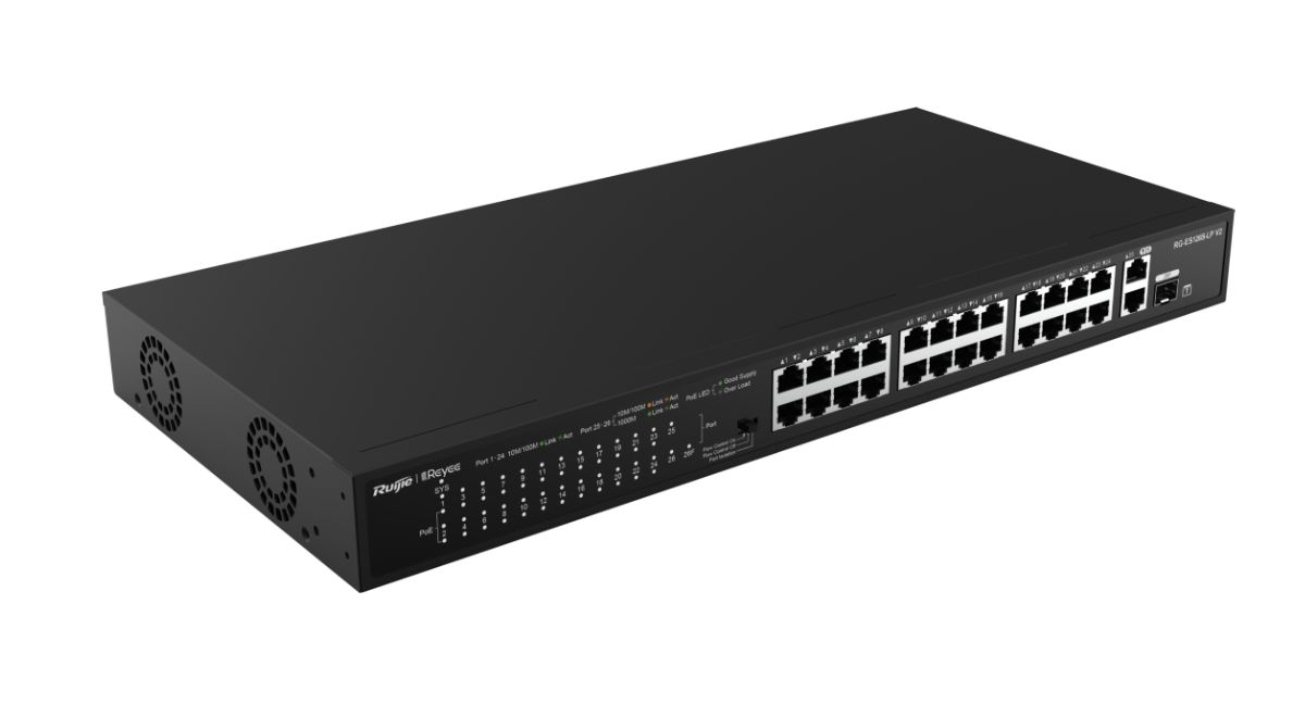 Bộ chuyển mạch PoE 24 cổng 180W Ruijie RG-ES126S-LP V2 