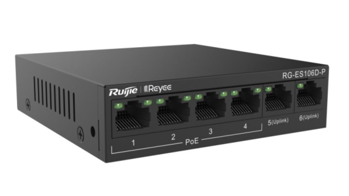 Bộ chuyển mạch PoE 4 cổng Ruijie RG-ES106D-P V2 