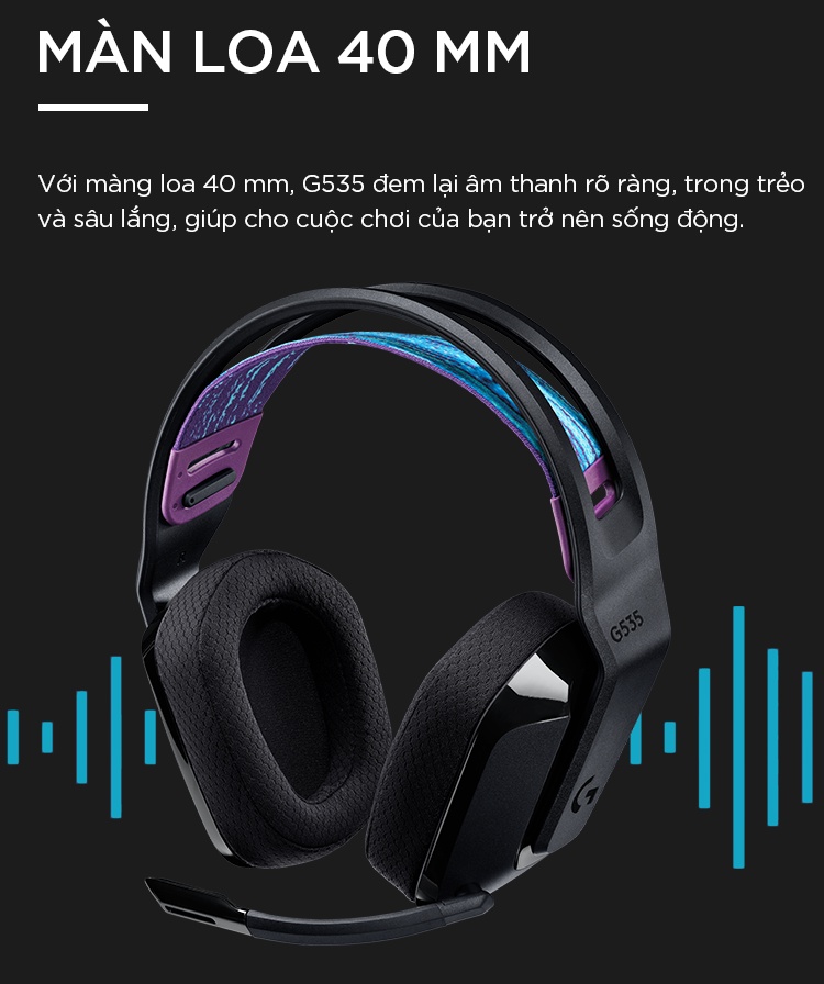HEADSET Logitech G535 LIGHTSPEED WIRELESS gaming/đen (BLACK) - ảnh 6
