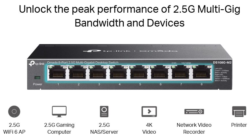 Switch 8 cổng 2.5G đa Gigabit TP-Link DS108G-M2