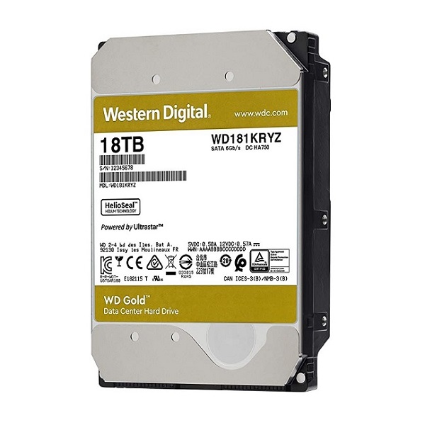 Ổ cứng WD HDD GOLD 18TB 3.5" Sata3 512MB WD181KRYZ