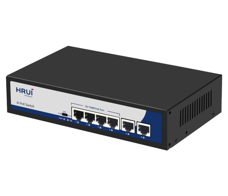 Switch PoE 4 Port 10/100/1000M Hrui HR900-AFG-42N - TRƯỜNG THỊNH TELECOM