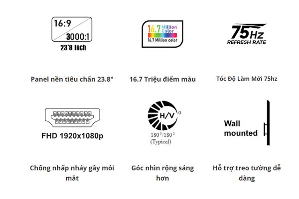 Màn hình LCD VSP V2407S (23.8 inch/FHD/VA/75Hz/8ms)