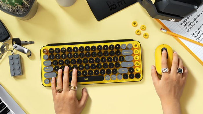 Bàn phím không dây Logitech POP Keys Blast Yellow hinh ảnh thực tế 4