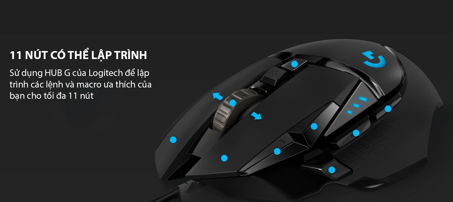 Chuột game Logitech G502 Hero (USB/RGB/đen) 3