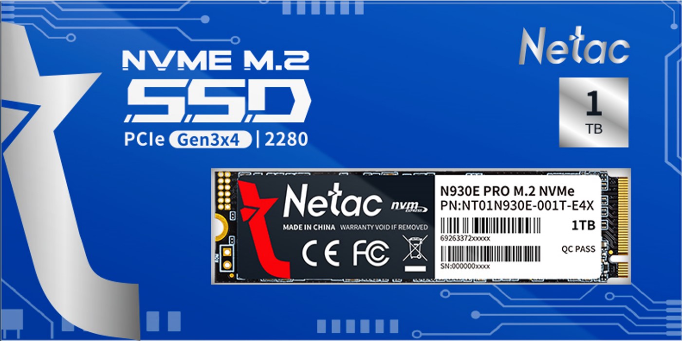 Ổ cứng SSD Netac PCIe 3 x4 M.2 2280 NVMe 512GB NT01N930E-512G-E4X