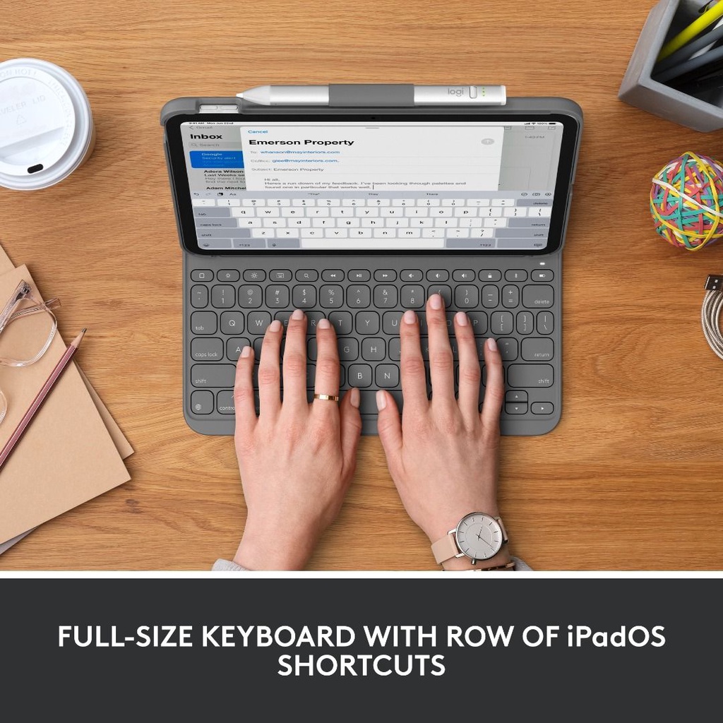 KEYBOARD Logitech SLIM FOLIO FOR IPAD 10TH GEN – xám (GREY) - ảnh 4